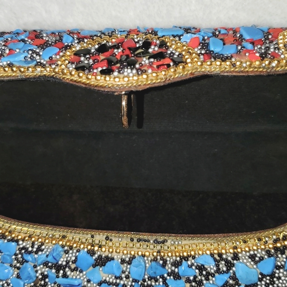 Mosaic Patterned Clutch with Chain Strap - Picture 9 of 12